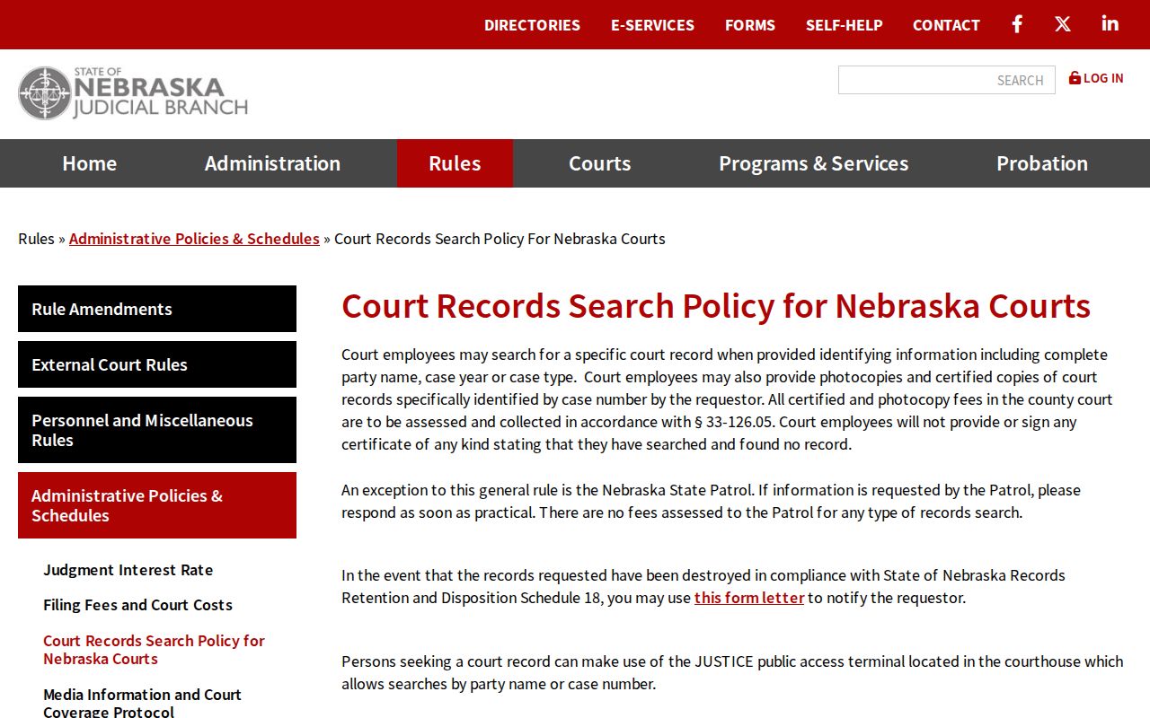 Burt County criminal court record search policy