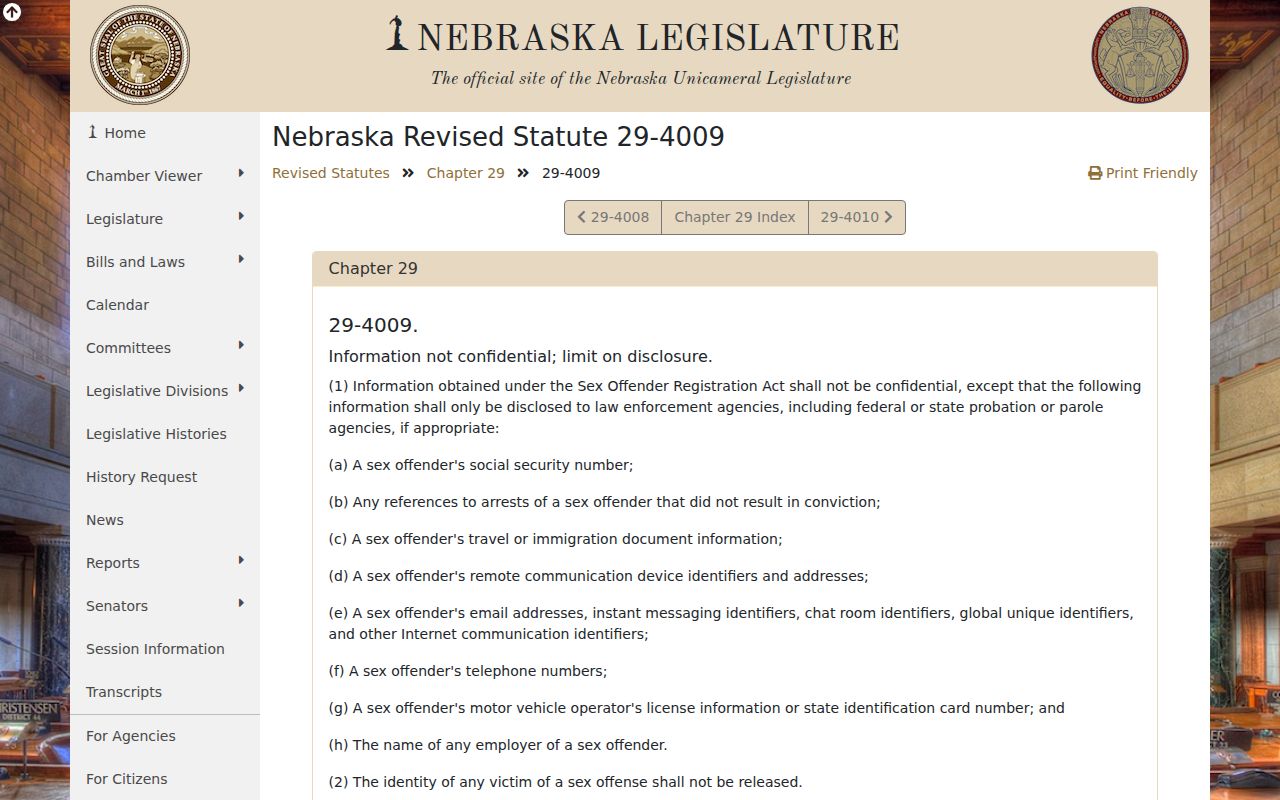 Lyons criminal records and Nebraska public registry disclosure statute