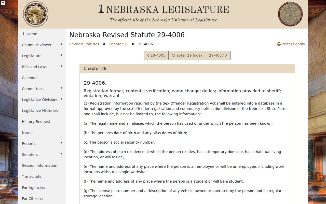 Lyons criminal records and Nebraska registry profile fields