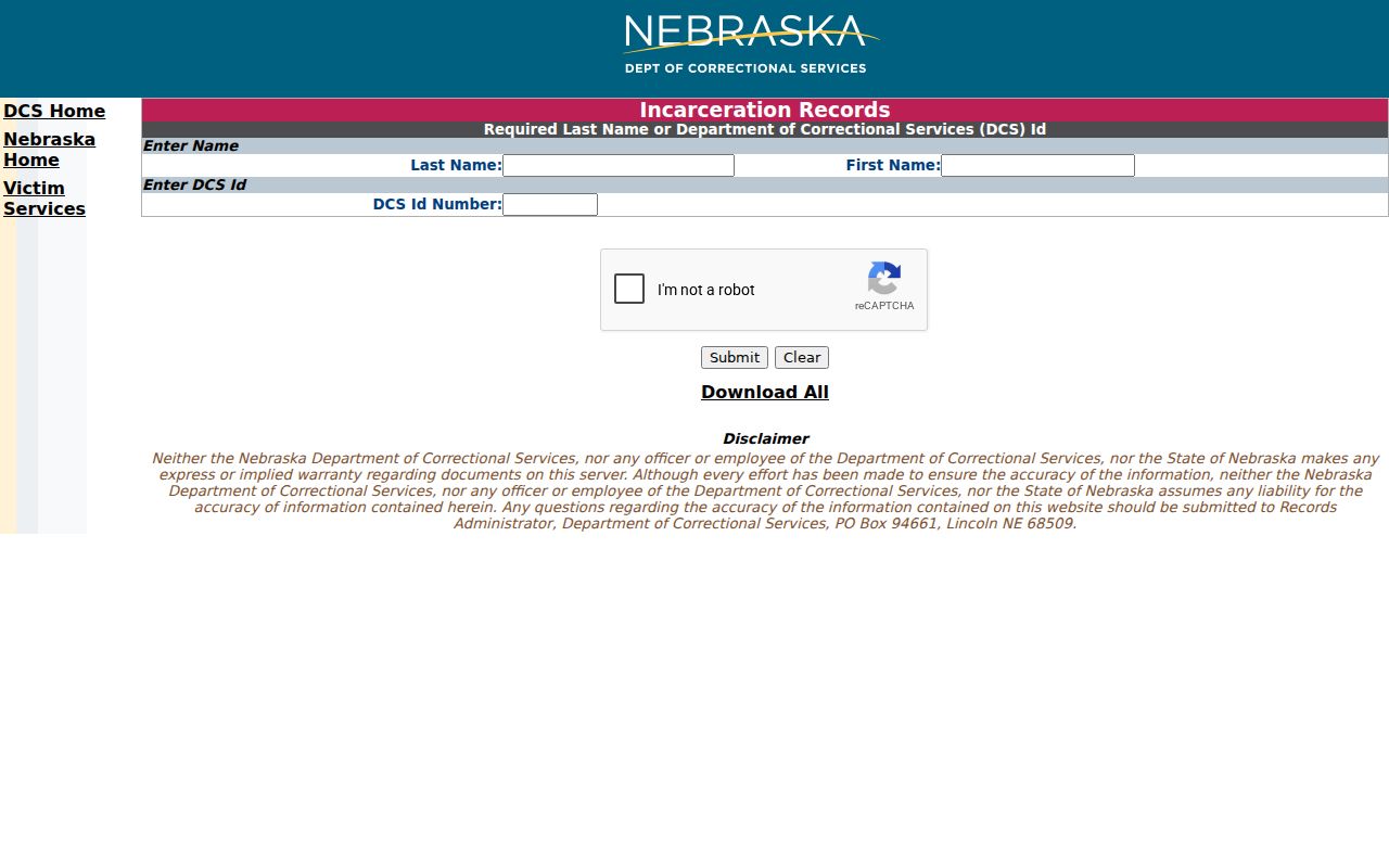 Oakland criminal records search through the Nebraska incarceration locator
