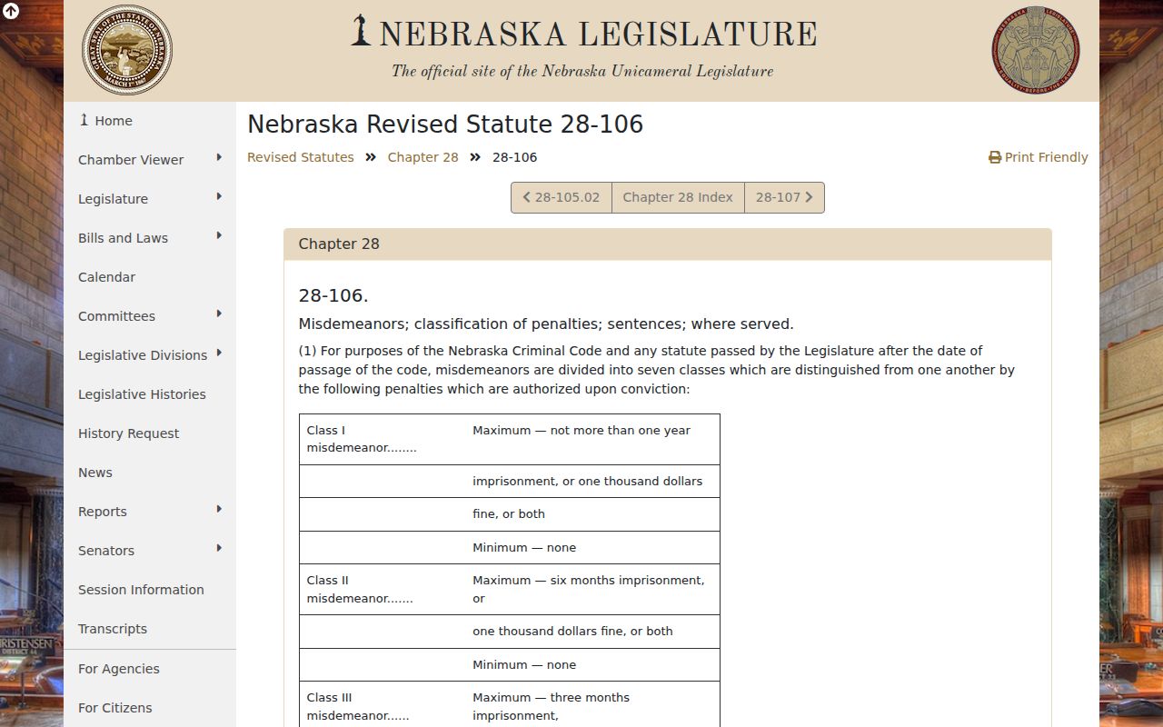 Burt County criminal record misdemeanor classification source